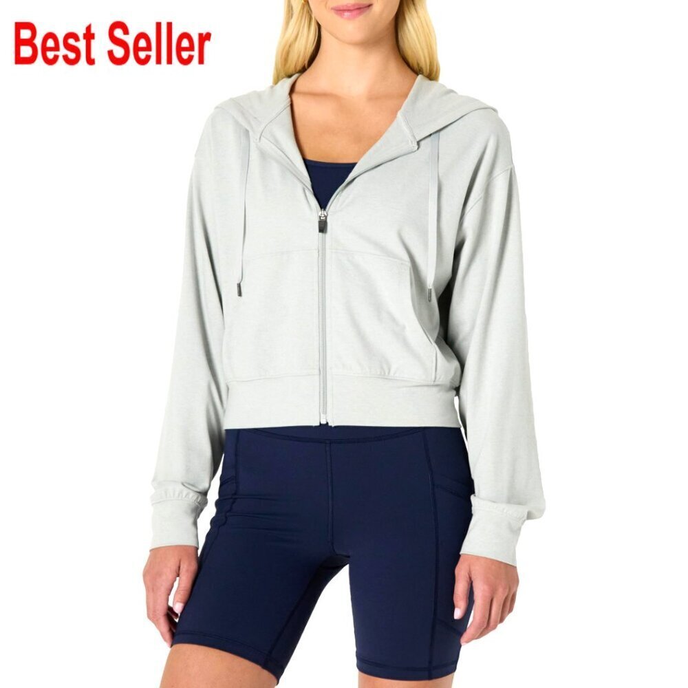 Women's Cropped Zip Hoodie Lightweight Performance Stretch Workout